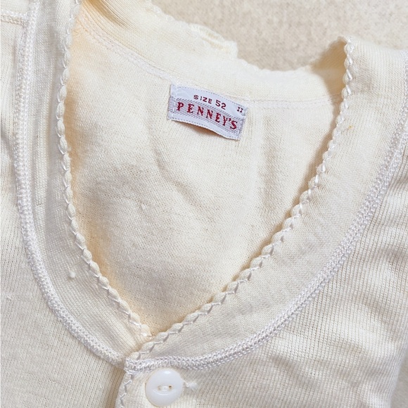 Button front onzie long John one piece suit in creme vintage men’s size XL - Picture 9 of 9